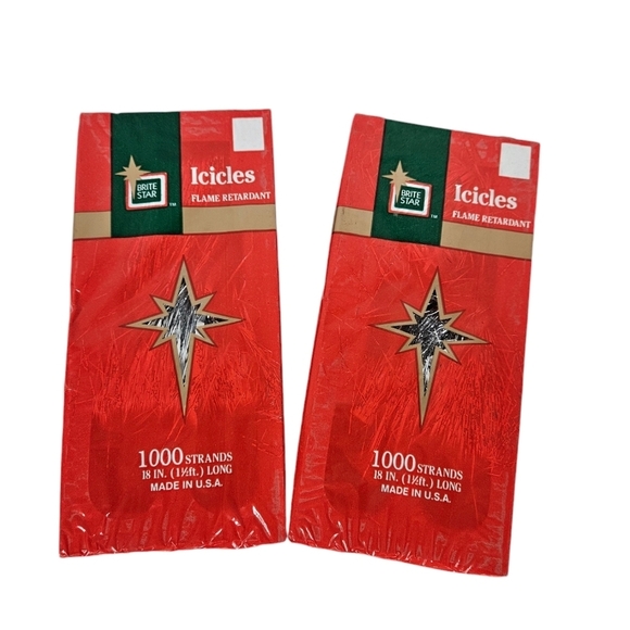 NWT Brite Star Icicle Silver Tinsel 18" 1000 Strands‎ Set of 2 - Picture 1 of 7